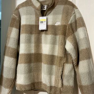 Nike Beige and White Fleece Jacket